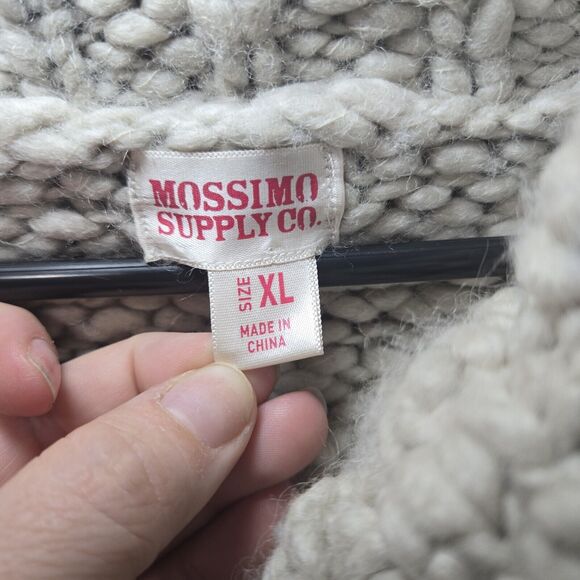 Mossimo Supply Chunky Knit 50% Wool Cowl Neck Beige Sweater Deadstock Heavy/Warm - Picture 2 of 5
